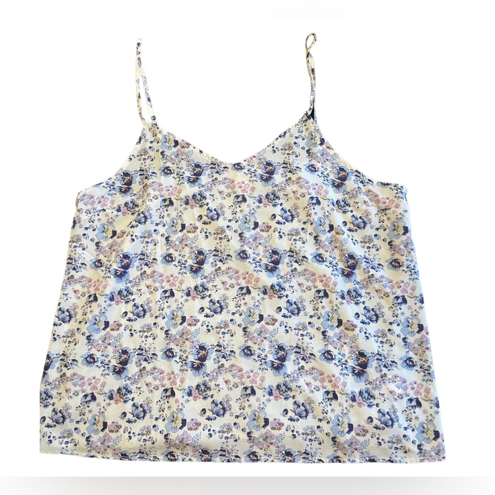 Sleeveless Camisole Top by Hayden LA - Blue and Purple Floral Print - 1XL